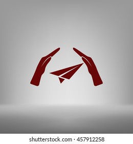 protection of air travel, insurance sign web icon. vector design