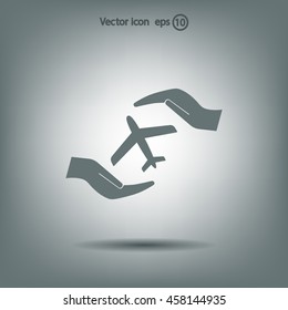 protection of air travel, insurance sign web icon. vector design