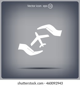 protection of air travel, insurance sign web icon. vector design