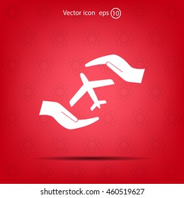 protection of air travel, insurance sign web icon. vector design