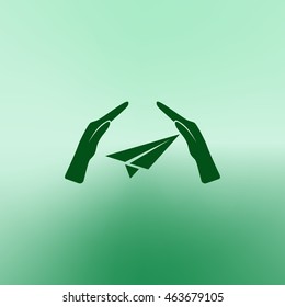 protection of air travel, insurance sign web icon. vector design