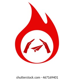 protection of air travel, insurance sign web icon. vector design