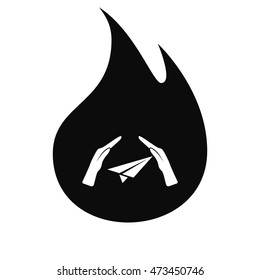 protection of air travel, insurance sign web icon. vector design