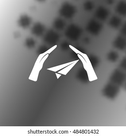 protection of air travel, insurance sign web icon. vector design