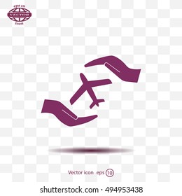 protection of air travel, insurance sign web icon. vector design