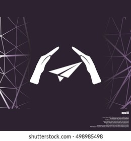 protection of air travel, insurance sign web icon. vector design