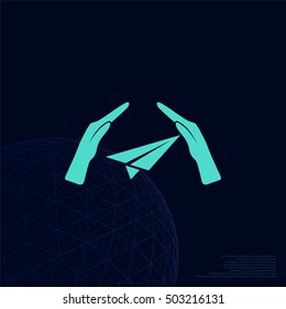 protection of air travel, insurance sign web icon. vector design