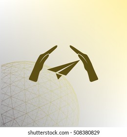 protection of air travel, insurance sign web icon. vector design