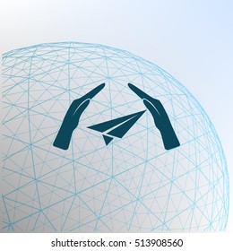 protection of air travel, insurance sign web icon. vector design