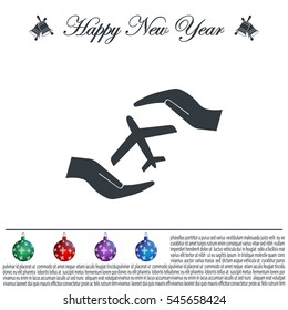 protection of air travel, insurance sign web icon. vector design