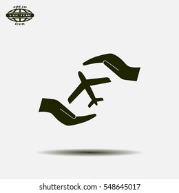 protection of air travel, insurance sign web icon. vector design