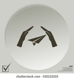 protection of air travel, insurance sign web icon. vector design