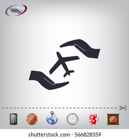 protection of air travel, insurance sign web icon. vector design