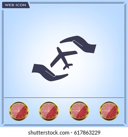 protection of air travel, insurance sign web icon. vector design