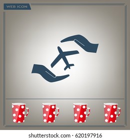 protection of air travel, insurance sign web icon. vector design