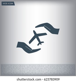 protection of air travel, insurance sign web icon. vector design