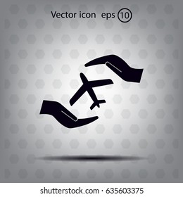 protection of air travel, insurance sign web icon. vector design