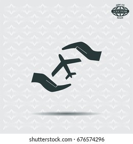 protection of air travel, insurance sign web icon. vector design