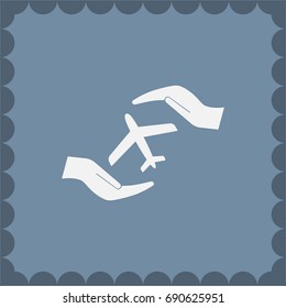protection of air travel, insurance sign web icon. vector design