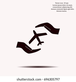 protection of air travel, insurance sign web icon. vector design