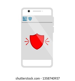 Protection app icon on a smartphone. Vector illustration design