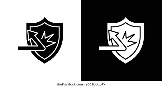 Protección contra el icono de ataque. paquete de iconos de línea en blanco y negro.
