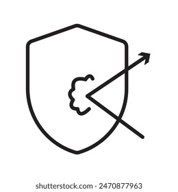 Protection from attack icon line art vector