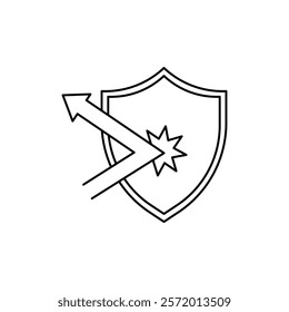 Protection from attack icon in liner stroke style