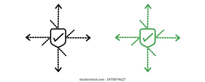 Protection from attack icon mark in filled style