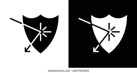 Protección contra la colección de símbolos de ícono de ataque. Vector plano ilustración de stock.