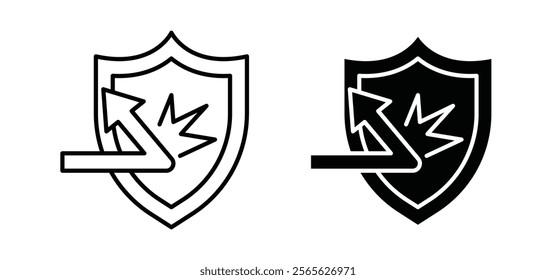 Protection from attack icons in black and white colors