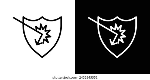 Protección contra el icono de línea de ataque en el fondo blanco para la web.