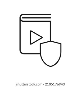 Protection audio book icon, simple flat design. Logo. Pictogram.