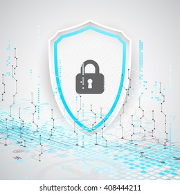 Protection background. Technology security, encode and decrypt, techno scheme, vector illustration
