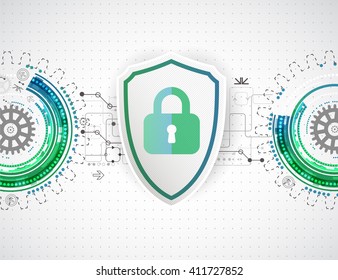 Protection background. Technology security, encode and decrypt, techno scheme, vector illustration