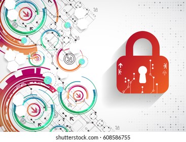 Protection background. Technology security, encode and decrypt, techno scheme, vector illustration