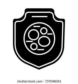 Protection from bacteria - safety - shield icon, vector illustration, black sign on isolated background