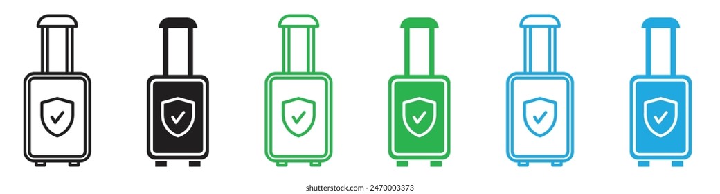 Protection of baggage icon illustrating travel security and insurance, suitable for travel and logistics services