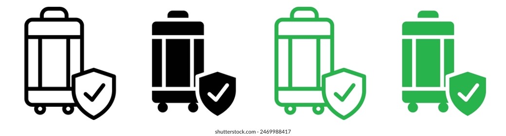 Protection of baggage icon logo set vector
