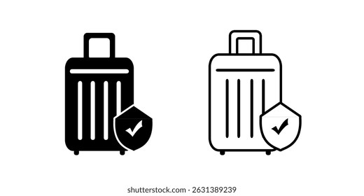 Protección del icono del conjunto del equipaje aislado en el fondo blanco.