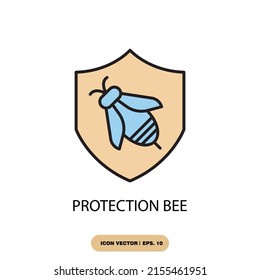 protection bee icons  symbol vector elements for infographic web