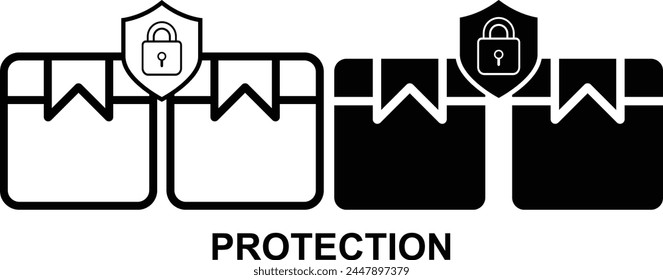 Protection Black and White icon set. Editable Set of Delivery and Logistics web icons in line and fill style. High quality business icon set of Logistics
