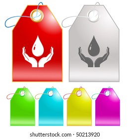 Sangre de protección. Etiquetas vectoriales.