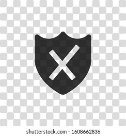 protection broken. simple icon. Black symbol on transparency grid