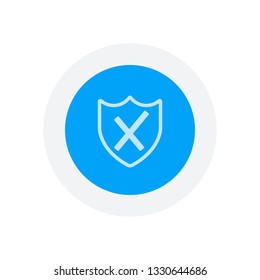 protection broken. simple icon. Icon in colored circle with gray bold border. Web button, modern flat design