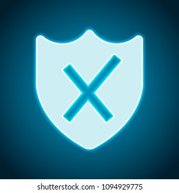 protection broken. simple icon. Neon style. Light decoration icon. Bright electric symbol
