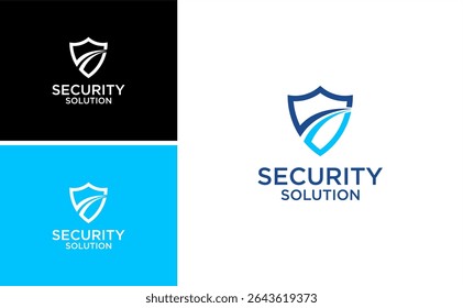 Protection business solution logo with path way icon vector . safety guard shield design template