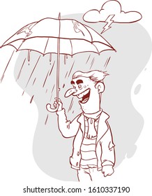 Protection businessman with umbrella in storm vector image