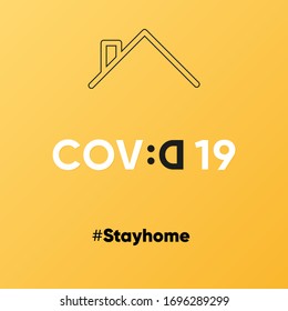 Protection campaign or measure from coronavirus, COVID 19. Stay home quote text, hash tag or hashtag. Coronavirus, COVID 19 protection logo.