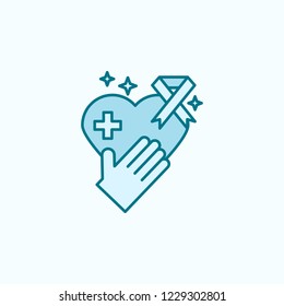 protection from cancer 2 colored line icon. Simple colored element illustration. protection from cancer outline symbol design from canser set